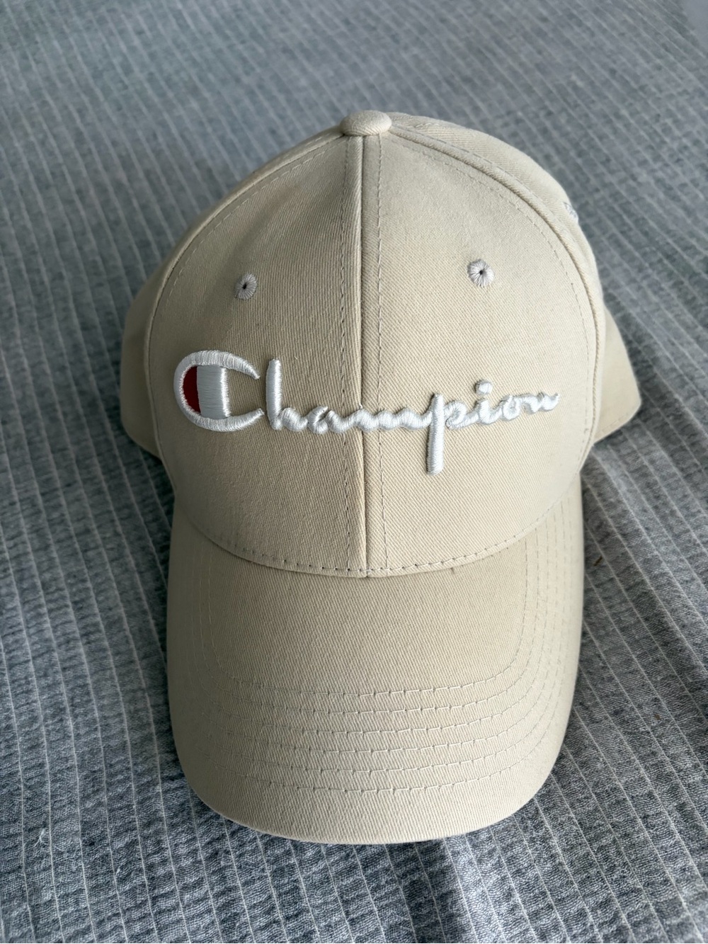 New! Champion Cream/ Beige Logo Baseball Cap